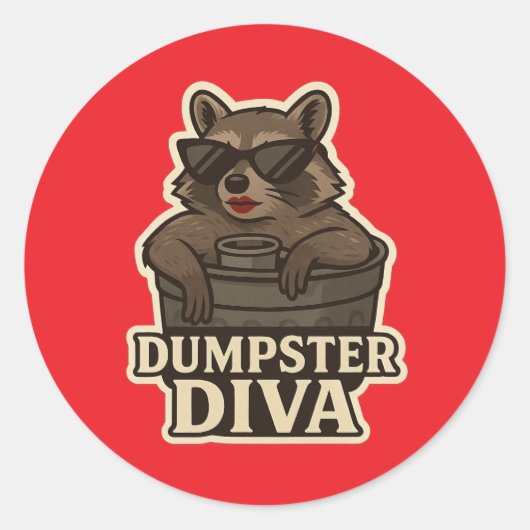 Dumpster Diva – Grappige Wasbeer Meme Sticker (Voorkant)
