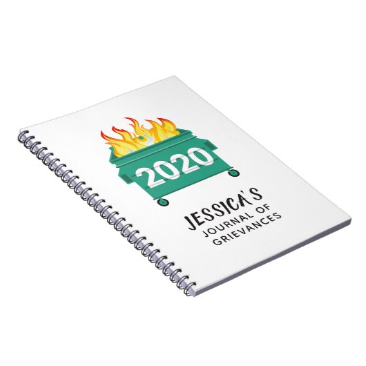 Dumpster Fire 2020 gepersonaliseerd grappig tijdsc Notitieboek (Rechterzijde)