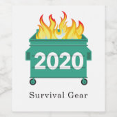 Dumpster Fire 2020 grappig citaat gepersonaliseerd Wijn Etiket (Enkel label)