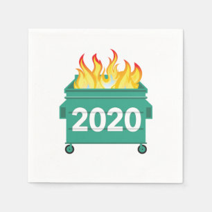 Dumpster Fire 2020 grappig nieuwjaar vooravond Servet