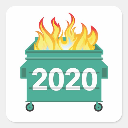 Dumpster Fire 2020 grappig Vierkante Sticker (Voorkant)