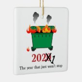 Dumpster Fire Bad Year 2021 2020 kerstvakantie Keramisch Ornament (Rechts)