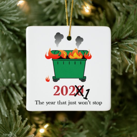 Dumpster Fire Bad Year 2021 2020 kerstvakantie Keramisch Ornament (Boom)