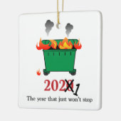 Dumpster Fire Bad Year 2021 2020 kerstvakantie Keramisch Ornament (Links)