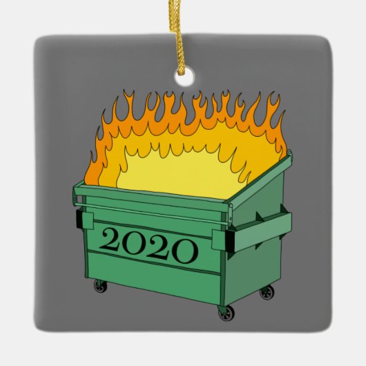 Dumpster Fire Ceramic Ornament 2020 (Voorkant)