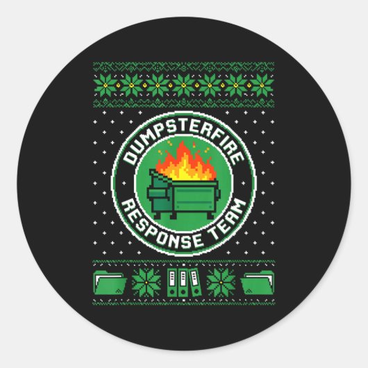 Dumpster Fire Resnse Team Funny Office Holiday Xel Ronde Sticker (Voorkant)