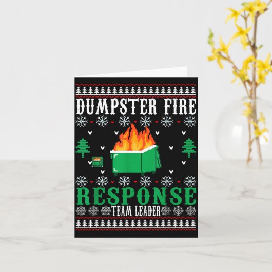 Dumpster Fire Resnse Team Leader Christmas Ugly Sw Kaart (Gele Bloem)