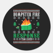 Dumpster Fire Resnse Team Leader Christmas Ugly Sw Ronde Sticker (Voorkant)