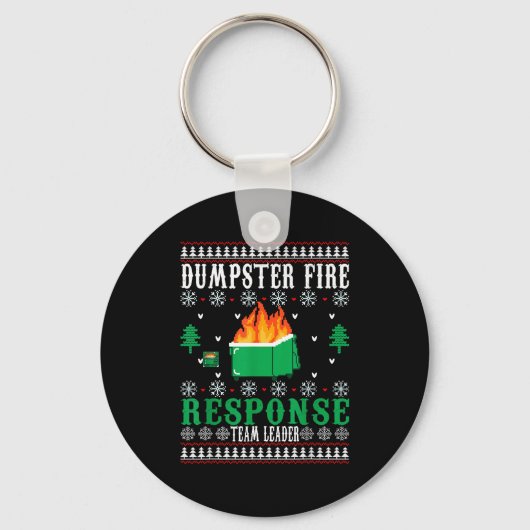 Dumpster Fire Resnse Team Leader Christmas Ugly Sw Sleutelhanger (Voorkant)