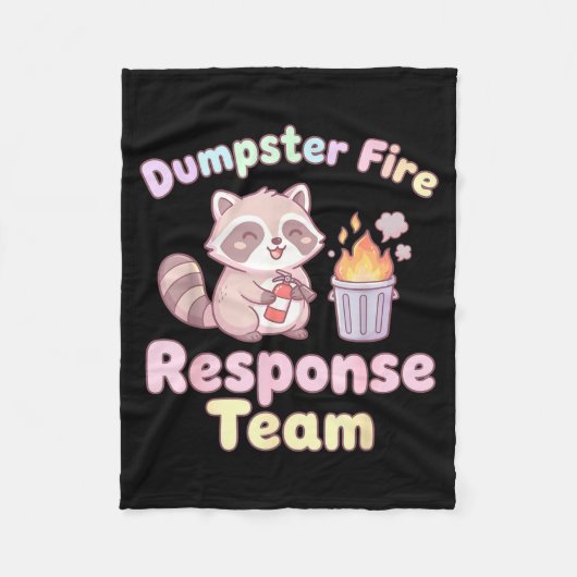 Dumpster Fire Resnse Team Raccoon Kawaii Fleece Deken (Voorkant)