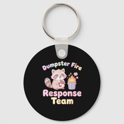Dumpster Fire Resnse Team Raccoon Kawaii Sleutelhanger (Voorkant)