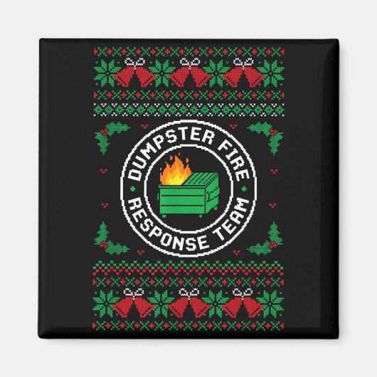 Dumpster Fire Resnse Team Ugly Christmas Sweater X Magneet (Voorkant)