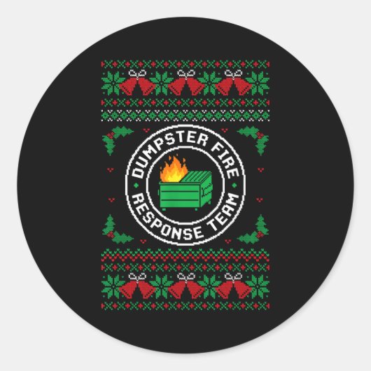 Dumpster Fire Resnse Team Ugly Christmas Sweater X Ronde Sticker (Voorkant)