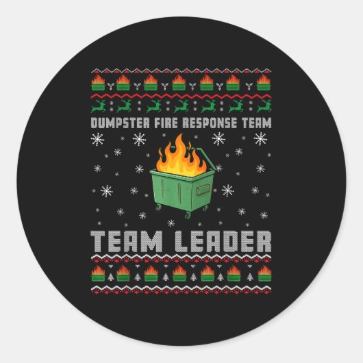 Dumpster Fire Resnse Team Ugly Christmas Sweaters Ronde Sticker (Voorkant)