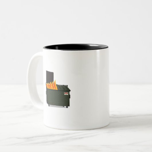 Dumpster Fire Tweekleurige Koffiemok (Voorkant links)