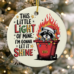 Dumpster Fire Wasbeer Monogram Kerstmis Keramisch Ornament