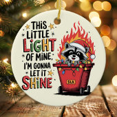 Dumpster Fire Wasbeer Monogram Kerstmis Keramisch Ornament