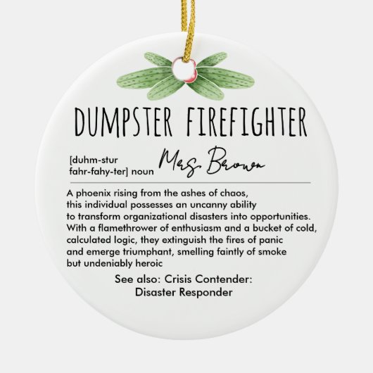 Dumpster Firefighter Funny Definition Custom Name Keramisch Ornament (Voorkant)