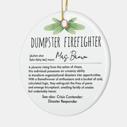 Dumpster Firefighter Funny Definition Custom Name Keramisch Ornament (Links)