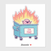 Dumpster on fire, het gaat goed sticker (Vel)