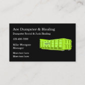 Dumpster Rental & Trash Hauling Visitekaartje (Voorkant)