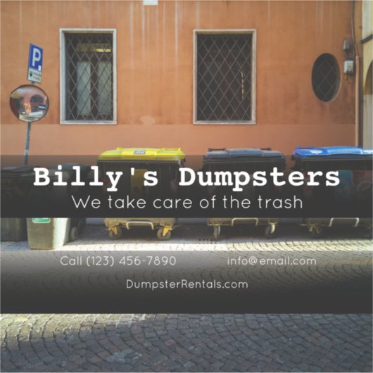 Dumpster-verhuurbedrijf voertuig reclamebedrijf sticker (Voorkant)