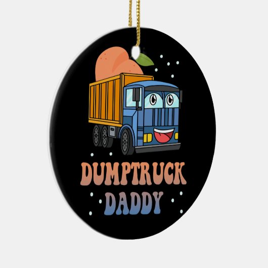 Dumptruck Papa Retro Groovy eervaldag constructie Keramisch Ornament (Rechts)