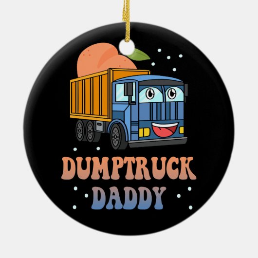 Dumptruck Papa Retro Groovy eervaldag constructie Keramisch Ornament (Achterkant)