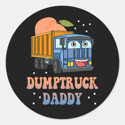 Dumptruck Papa Retro Groovy eervaldag constructie Ronde Sticker (Voorkant)