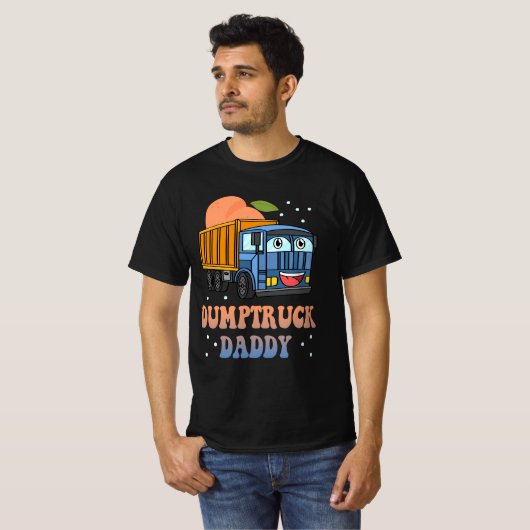 Dumptruck Papa Retro Groovy eervaldag constructie T-shirt (Voorkant volledig)
