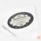Dumptuous Black Damask Ovale Sticker (Envelop)