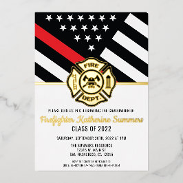 Dun Afstuderen voor brandweerbrandweeruitrusting m Folie Uitnodiging