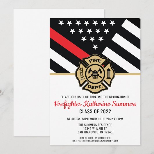 Dun Afstuderen voor brandweerbrandweeruitrusting m Kaart (Voorkant / Achterkant)