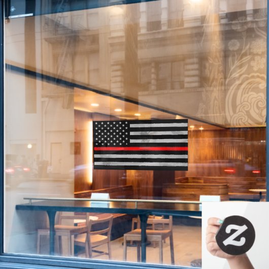 Dun Blauw Rood met drukke vlag Raamsticker (Cafe Raam)