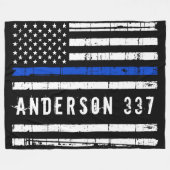 Dun blauwe lijn - Aangepaste politievlag Fleece Deken (Voorkant (Horizontaal))