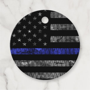 Dun blauwe lijnvlag van politie bedankjes labels