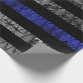 Dun blauwe lijnvlag van politie cadeaupapier (Hoek)