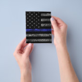 Dun blauwe lijnvlag van politie flyer (Hand)
