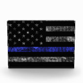 Dun blauwe lijnvlag van politie fotoblokken (Voorkant)