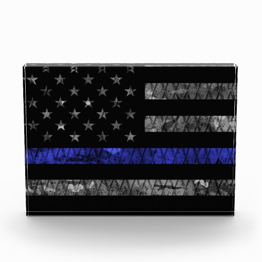 Dun blauwe lijnvlag van politie fotoblokken (Voorkant)