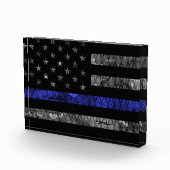 Dun blauwe lijnvlag van politie fotoblokken (Rechts)