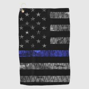 Dun blauwe lijnvlag van politie golfhanddoek