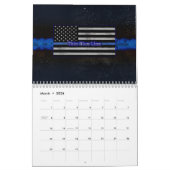 Dun blauwe lijnvlag van politie kalender (Mar 2026)