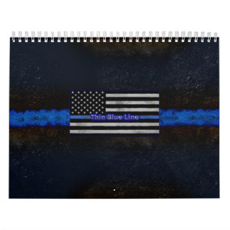 Dun blauwe lijnvlag van politie kalender