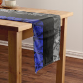 Dun blauwe lijnvlag van politie korte tafelloper (Voorbeeld)