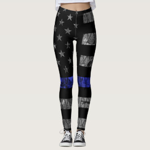 Dun blauwe lijnvlag van politie leggings