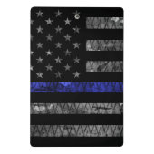 Dun blauwe lijnvlag van politie mini klembord (Achterkant)