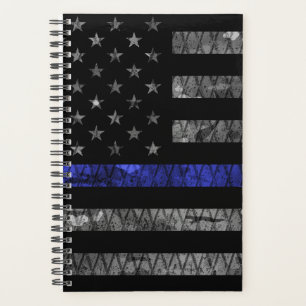Dun blauwe lijnvlag van politie planner