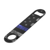 Dun blauwe lijnvlag van politie speed flessenopener (Achterkant Gekanteld)