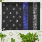 Dun blauwe lijnvlag van politie theedoek (Gevouwen)